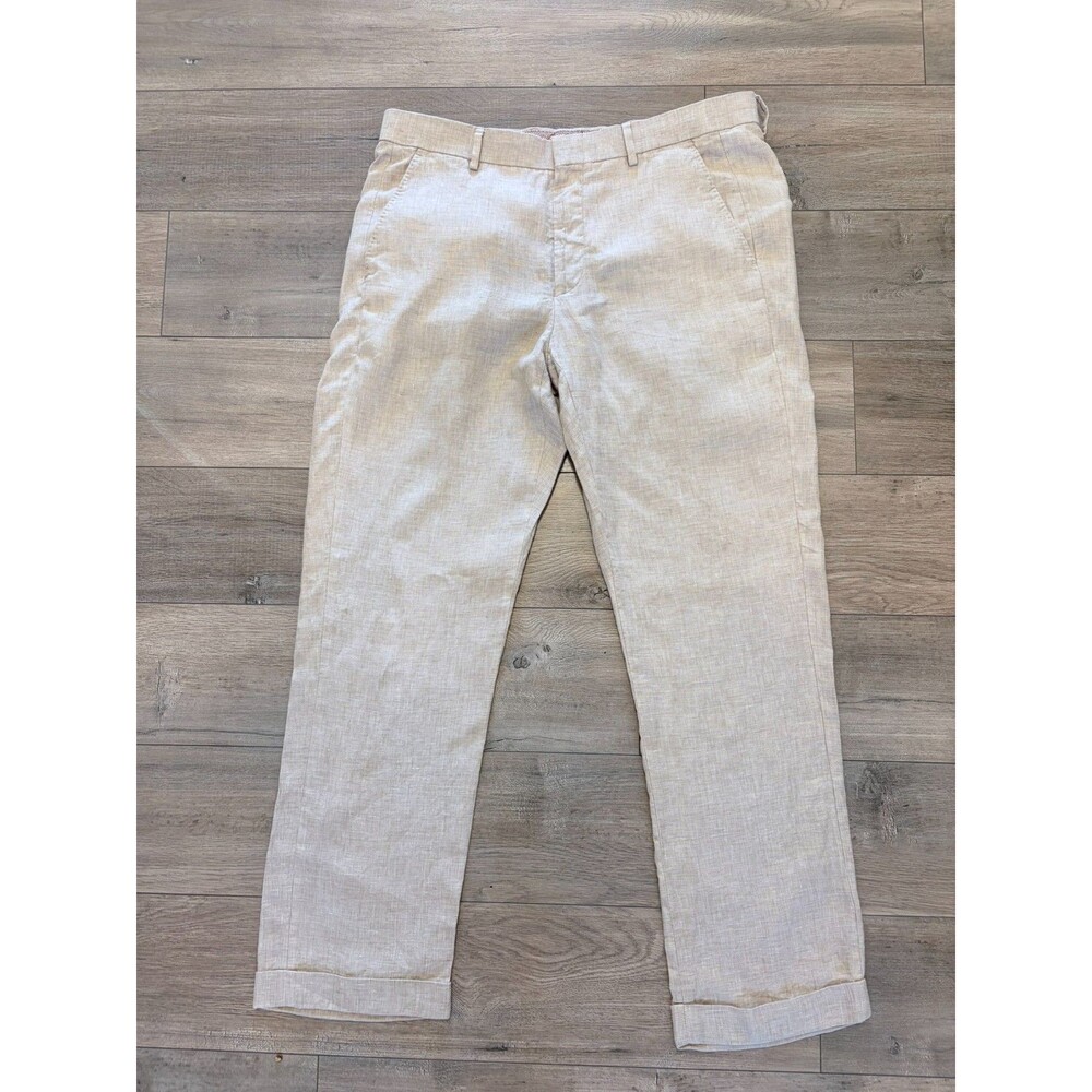 Baird McNutt 100% Linen Murano Pants Mens 36X32 Beige Zac Fit Casual Beach
